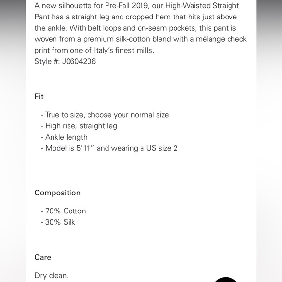 Theory High-Rise Straight Pant in Check Silk-Cotton - Picture 6 of 12